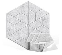 Louttary Pack of 36 Acoustic Panels, Hexagon, Self-Adhesive, Soundproof, Soundproof Foam Panels for Home, Office, Studio, Silver Grey