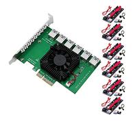 Louttary PCIE 1 to 6 PCI Express VER009S Riser Card Adapter PCI-E Slot 4X to 6X USB 3.0 Riser SATA to 6Pin Power for Miner Mining