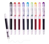 louuuou 10 PCS Multicolor Fountain Pens for Writing Handwriting Pens Ink Fine Point Fountain Pen Set for Journaling Sketching Lettering Text Highlighting Calligraphy Office School College (0.38MM)