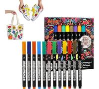 louuuou 12 Pcs Fabric Markers Fabric Pens Permanent For Clothes Set, Fabric Pens for clothes Laundry Pen Laundry Bag DIY Painting on T Shirts Canvas Handbags Pillowcases Cushions Shoes