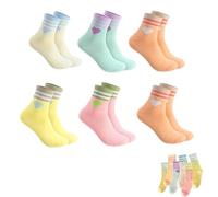 louuuou 12 Pcs Girls Socks Set, Breathable Kids Sports Socks Athletic With Retro Stripes Hearts Athletic Casual Stretchy Sock Durable Suitable for Girls And Boys 9-12 Years