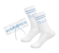 louuuou 2 PCS Blue Garters for Brides Sleeve Garters Women, Something Blue for The Bride Socks Womens Clothing Accessories, Elegant Marry Accessories Suitable for Female Brides