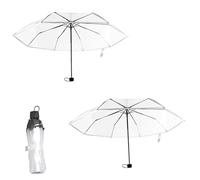 louuuou 2 Pcs Clear Umbrella Set, Fold Portable See Through Umbrella Clear Umbrellas For Weddings For Handbag Men Women Party Fashion Events Walking Handbag Travel
