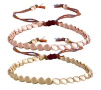 louuuou 2 Pcs Handmade Tibetan Bracelets, Copper Bracelet for Women Copper Bracelet for Men Rope Bracelets Women Copper Gifts for Men Adjustable Colorful Thread Beaded Jewelry
