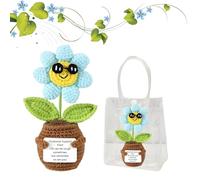 louuuou 2 Pcs Set Sunflowers Crochet Flowers Emotional Support Crochets With Gift Bag, Handmade Emotional Support Gifts Crochet Gifts, Thinking of You Gift for Teacher Her Friends Colleagues