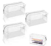 louuuou 3 PCS Large Clear Pencil Case for Exams, Clear Pencil Cases Big Capacity, Transparent Pencilcase, Multi Functional Organizer for School Office for Teens Girls Boys