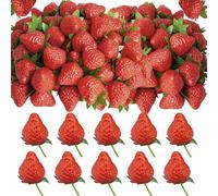 louuuou 30 PCS Fake Strawberries, Strawberry Cake Decorations, Strawberrys Red Artificial Strawberry Decor for Home Kitchen Festival Party Cake Decoration Photography Prop, 3.2cm