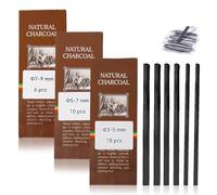 louuuou 34Pcs Charcoal Sticks, 3 Sizes Charcoal Pencils Drawing Supplies, Options Suitable for Drawing Sketching and for Art Creation for Students and Hobbyists