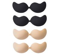 louuuou 4 Pairs Sticky Bra Push up, Stick on Bra Cups, Backless Bras for Women, Invisible Bras Comfortable and Durable Suitable for Weddings Parties Travel and Daily use