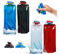 louuuou 4 Pcs Collapsible Water Bottles, 700ml Collapsible Water Bottle with Clip, Portable and Durable Suitable for Gyms, Camping Outdoor Sports and Hiking Trips