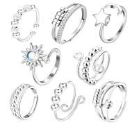 louuuou 8 PCS Anxiety Rings for Women, Pretty Ring for Womens, Aesthetically Pleasing Fidget Rings for Anxiety Women, Fashion Durable Suitable for Womens and Girls to Wear