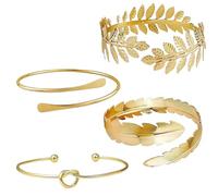 louuuou Arm Cuff Gold Set, Gold Arm Cuff Upper Arm Adjustable Personalized Wide Upper Bangle Minimalist Style Arms Bracket Jewelry Open Armlets Simple for Women Party Travel Wedding