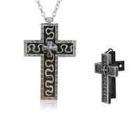 louuuou Crucifix Necklace For Men, Cross Pendant Shaped Necklaces With Secret Compartment, Cross Necklace Men, 3d Men's Necklaces Mens Chain Woman Character Ten Shaped Pendant Crucifix