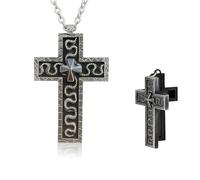 louuuou Crucifix Necklace For Men, Cross Pendant Shaped Necklaces With Secret Compartment, Retro Cross Necklace Men, 3d Men's Necklaces Mens Chain Woman Character Ten Shaped Pendant Crucifix