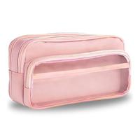 louuuou Pink Multi Compartment Pencil Case, Pink Pencil Case Large Capacity Design with Multiple Compartments Suitable for Girls’ School, College, Office and Organizing School Supplies