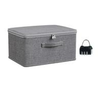 louuuou Storage Box with Lock, Fabric Storage Box with Lid, 30 X 20 X 14cm Fabric Boxes Collapsible Clothes Wardrobe Storageing Boxs With Lid Apply to for Jeans T-shirts Sweater and Medicines