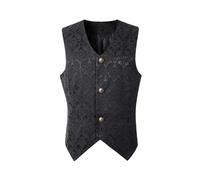 LouVasabuce Men Victorian Suit Vest Sleeveless Slim Jacquard Paisley Vest Vintage Gothic Steampunk Vest Medieval Waistcoat, Black, XXXL