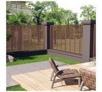 Louver Fence Panel 180x180 cm Brown WPC PVC Weatherproof Privacy Slatted Screen
