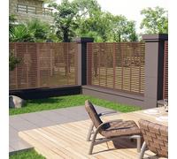 Louver Fence Panel WPC/PVC Brown 180x180 cm Weatherproof Slatted Privacy Screen