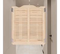 Louvered Cafe Swinging Door, Saloon Doors Solid Wood Partition Door with Hinges Hardware, Entrance Partition for Hallway Kitchen Doorway Bar Porch(Wood 31.9x40.9in)