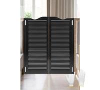 Louvered Cafe Swinging Door, Saloon Doors Swinging Solid Wood Partition Door, Porch Doors with Hinges Hardware, Entrance Partition for Hallway Kitchen Doorway Bar(Black,109 cm X 100cm)