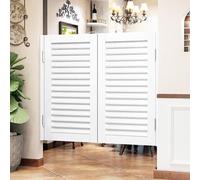Louvered Café Swinging DoorsSolid Pine Wood Double Action Partition Door for Kitchen Bathroom Hallway & Barn with Auto Close Feature 31.5" W x 31.5" H (80x80cm) Stylish & Functional