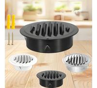 Louvered Grille Round Wall Vent Cover with Screen Mesh 50mm-200mm Round Louver Grille Ducting Air Vent Cover, Stainless Steel Air Vents, for Bathroom, Garage, Attic, Storage Room(Black,70mm)