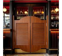 Louvered Saloon Doors, Wood Swinging Doors with Stainless Steel Hinges, Two-Way Swing Cafe Doors for Doorways Kitchen Bar Cellar Porch Stairs, 70cm-160cm Wide(Brown,135x90 cm (WxH))