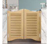 Louvered Saloon Swinging Half Doors, Interior Solid Wood Double Swing Cafe Doors with Hinges and Hardware for Doorway Bar Kitchen Entrance Porch, Auto Close