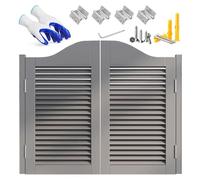 Louvered Swinging Cafe Doors TwoWay Half Door with Hinges Wood Partition for Bar & Kitchen Stripe Wave Top Sizes W36/39/40/42/44/46 (Gray W105xH100cm)
