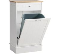 LOUVIXA Tilt Out Trash Bin Cabinet Dog Proof Trash Can Holder Kitchen Island with Garbage Bin or Tilt Out Laundry Hamper, White