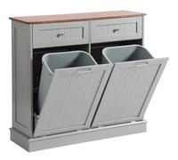 LOUVIXA Tilt Out Trash Bin Cabinet Dog Proof Trash Can Holder with Two Solid Wood Hideaway Trash Holder Drawers, Free Standing Recycling Cabinet