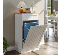 LOUVIXA Tilt Out Trash Bin Cabinet Dog Proof Trash Can Holder Kitchen Island with Garbage Bin or Tilt Out Laundry Hamper, White