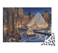 Louvre Glass Pyramid Paris 1000 Piece Puzzle for Relaxation Experienced Jigsaw Fans Memory Improvement Retirement Gift 38x26cm/1000pcs