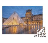 Louvre Glass Pyramid Paris 1000 Piece Puzzle Home Decor Senior Leisure Enthusiasts Brain Training Retirement Gift for Grandparents 52x38cm/1000pcs