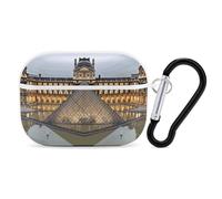 Louvre Museum in Paris Airpod Pro Case AirPods 2 Case for Women Hard Shell Protective Cover with Carabiner Keychain Compatible with AirPods Case 2nd 1st Generation, Front LED Visible White