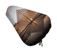 Louvre Museum in Paris Bike Seat Cover Waterproof Oxford Fabric, Universal Adjustable Bicycle Saddle Cover with Drawstring Easy Install Protective Rain Dust Covers for Women Men