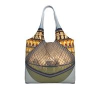 Louvre Museum in Paris Canvas Tote Bag for Women Reusable Shopping Grocery Bags with Handles Cloth bags