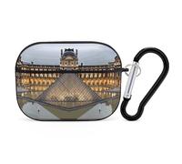 Louvre Museum in Paris Earbuds Organizer Shockproof Protective Airpods Pro Cover with Carabiner Clip Anti Fall Carrying Earphone Case Cover for Airpods Pro 2nd Generation Black