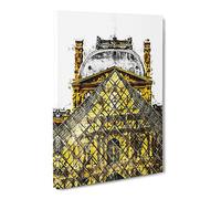 Louvre Museum In Paris France Modern Canvas Wall Art Print Ready to Hang, Framed Picture for Living Room Bedroom Home Office Décor, 20x14 Inch (50x35 cm)