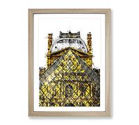 Louvre Museum In Paris France Modern Framed Wall Art Print, Ready to Hang Picture for Living Room Bedroom Home Office Décor, Oak A3 (34 x 46 cm)