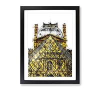 Louvre Museum In Paris France Modern Framed Wall Art Print, Ready to Hang Picture for Living Room Bedroom Home Office Décor, Black A2 (64 x 46 cm)