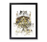 Louvre Museum In Paris France Watercolour Modern Framed Wall Art Print, Ready to Hang Picture for Living Room Bedroom Home Office Décor, Black A3 (34 x 46 cm)