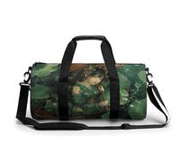 Louvre Museum in Paris Gym Bag Small Travel Duffle Bag with Compartment Carry On Weekender Bag for Women Men, Green Leaves and Boat, 17.7in/9in/9in