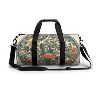 Louvre Museum in Paris Gym Bag Small Travel Duffle Bag with Compartment Carry On Weekender Bag for Women Men, Green Floral Pattern, 17.7in/9in/9in