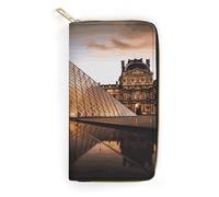 Louvre Museum in Paris Leather Wallet, Bifold Stylish Wallets, Credit Card Holder for Passport Covers, Purse Passport Bag for Men Women