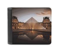 Louvre Museum in Paris Leather Wallet Slim Bifold Wallet Billfold Purse Portable Credit Card Holder Front Pocket Wallets for Adult