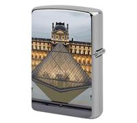 Louvre Museum in Paris Lighter Case Pouch Double-Sided Metal Lighter Sleeve Scratch & Drop Resistant Lighters Protector Fits Standard Kerosene Lighters Pocket Protective Cover for Camping Party
