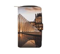 Louvre Museum in Paris Long Wallet with Zipper Coin Pocket Card Case Large Capacity Card Organizer Leather Purse