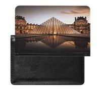 Louvre Museum in Paris Passport Holder Cover Leather Passport Wallet RFID Blocking Travel Wallet Documents Organizer Passport Protector Passport Cover for Men&Women